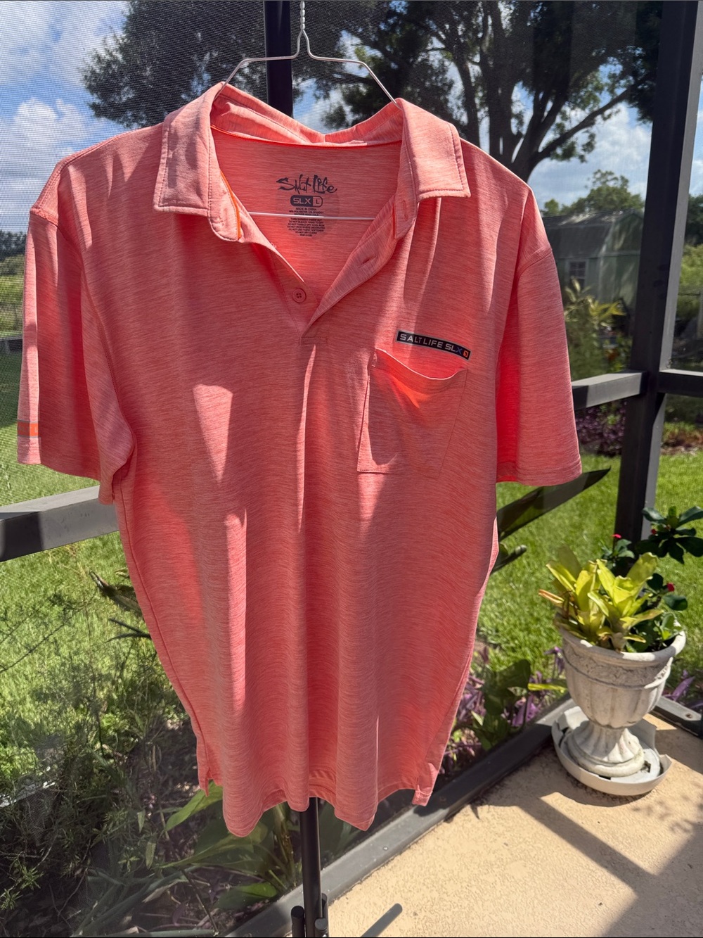 Salt Life SLX Coral Heather Short Sleeve Pocket Polo Shirt